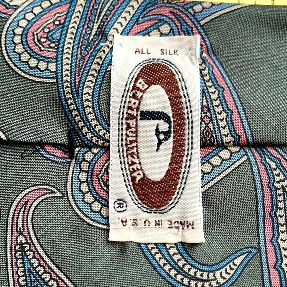 NWT pair 90’s Vintage Bert Pulitzer Paisley Ties. 100% Silk Burgundy/Olive Green